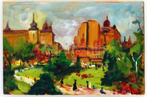 Goch jelzéssel: Park részlet. Olaj, fa lemez, 29×44 cm