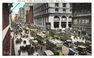 New York, 5th Ave, Traffic Showing Signal Tower