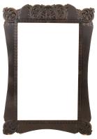 Maksymets Viktor: Gazdagon díszített egyedi készítésű dekoratív fa képkeret, pácolt hársfa, jelzett, belső méret: 70×44 cm, külső méret: 92×63,5 cm