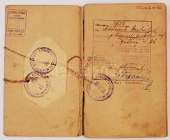 1930 Forgalmi adókönyv, sok bejegyzéssel, több különböző értékű forgalmi adós bélyeggel ( 1, 2,5, 8, 10, 40 pengős).