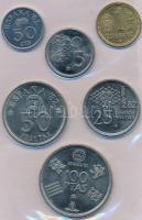 Spanyolország 1980. 50c-100P "1982 Labdarúgó VB" 6xklf db bordó műbortokos szettben T:1
Sp...