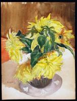 Hikádi jelzéssel: Virágcsendélet. Akvarell, papír, 40×30 cm