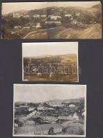 cca 1904-1935 Hegybánya(Szlovákia) látképe különböző időszakokból, 1945 előtti előhívásokkal, hátoldalon feliratozva, 8x5,5 és 15x5,5 cm közötti méretekben / cca 1904-1935 Štiavnické Bane, Slovakia, 3 photos with description on the verso, 8x5,5 - 15x5,5 cm