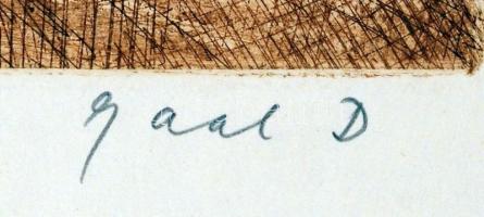 Gaál Domonkos (1940-2009): Margaréták és tulipánok. Színezett rézkarc, papír, jelzett, felcsavarva, ...