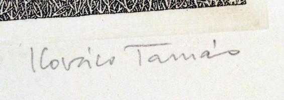 Kovács Tamás (1942-1999): Tánc II. Rézkarc, papír, jelzett, felcsavarva, 33×32 cm