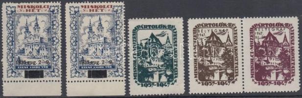 1936-1947 Miskolci Bélyegkiállítás 5 db levélzáró