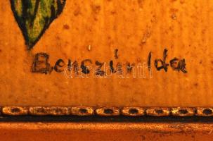 Benczúr jelzéssel: Cinke a rózsabokron. Olaj, karton, keretben, 27×36 cm