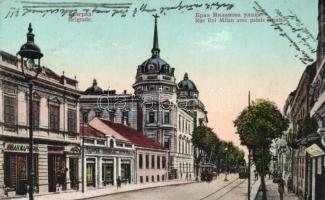 Belgrade, Rue Roi Milan, Palais Royale / street, royal palace, trams (fl)