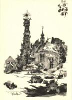 Budapest - 12 db régi városképes lap: a lerombold Budapest