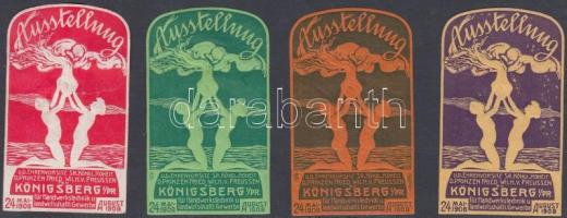 1908 Mezőgazdasági Kiállítás Königsberg 4 db dombornyomású levélzáró