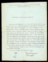 1911 Pozsony, Cappy Fülöp, Anna főhercegnő kamaraelőljárójának aláírása a Tót Közművelődési Társulatról szóló gépelt levélen