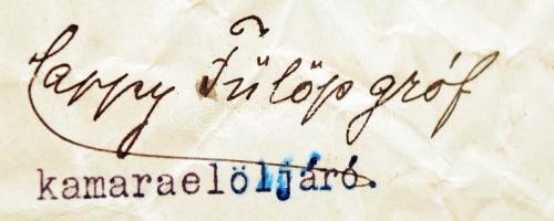 1911 Pozsony, Cappy Fülöp, Anna főhercegnő kamaraelőljárójának aláírása a Tót Közművelődési Társulat...