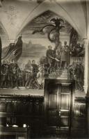 Budapest V. Országház, Nagybányai Horthy Miklós, falfestmény, belső s: Hende Vince