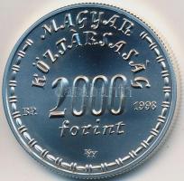 1998. 2000Ft Ag "Eötvös Lóránd" Tanusítvánnyal, dísztokban! Csak 3000 db T:BU