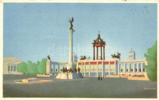 Budapest XIV. Hősök tere, a XXXIV. Nemzetközi Eucharisztikus Kongresszus főoltára s: Börtsök (EK)