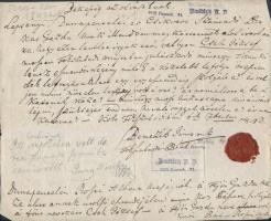 1843 Bencsik János fokszabadi (ma: Balatonszabadi) plébános levele lepsényi, dunapentelei (ma: Dunaújváros) és csíkvári (ma: Szabadbattyán) gazdáknak nőtlenségigazolás tárgyában, a plébános rányomott viaszpecsétjével, érdekes 1942-es német és magyar nyelvű ellenőrző felülbélyegzésekkel