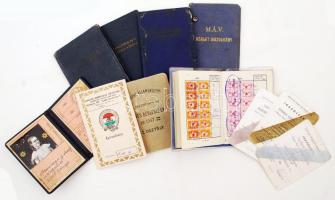 1947-74 Vegyes igazolvány tétel, összesen 11db, (szakszervezeti Kerékpáros, Magyar Államvasutak, M.Á.V. bérlet igazolvány, Magyar Hajó és darugyár.