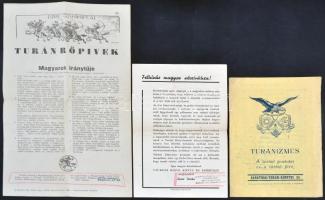 1929-1940 Baráthosi-Balogh Benedek Turáni könyvei(24 kötet) ismertető füzete, Turánröpívek(A Magyarországi Turán Szövetség ülésének határozataiból), Felhívás magyar véreinkhez! könyvbarát röplap