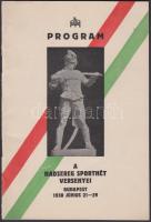 1930 Bp., A hadsereg sporthétversenyinek programja június 21-29-ig, belsejében a fővédnök Horthy Miklós képével, 18p