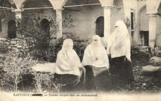 Kastoria, Turkish women in a caravanserai, folklore (EB)