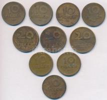 1946-1947. 10f tombak (7x) + 1946-1947. 20f tombak (3x) T:2-,3