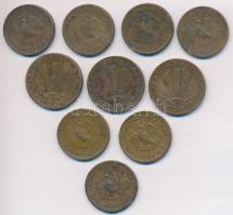 1946-1947. 10f tombak (7x) + 1946-1947. 20f tombak (3x) T:2-,3