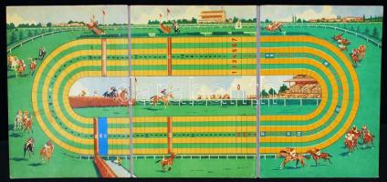 Retró lóverseny társasjáték, csak a tábla, 68×32 cm