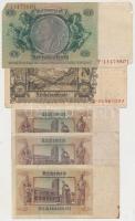 Német Birodalom 1908. 100M (2x) + Német 3. Birodalom 1933. 50M + 1939. 20M + 1942. 5M (3x) + Cseh-Mo...