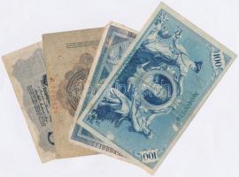 Német Birodalom 1907. 20M + 1908. 100M zöld pecséttel + 1910. 100M (3x) piros és zöld pecséttel is +...