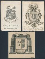 3 db metszet: Jelzés nélkül: William Bateman F.A.S. of Middleton by Yolgrave in the County Derby, acélmetszet, papír, 8×8 cm; Jelzés nélkül: Robert Shafto címer, rézkarc, papír, 9×7 cm; Jelzés nélkül: Sir George Duncan Gibb. Bart. címer, acélmetszet, papír, 9×6 cm