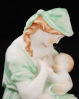 Herendi szoptató anya, kézzel festett, jelzett (mélynyomás), hibátlan, m: 20 cm