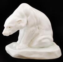Herendi jegesmedve (Markup Béla), fehér mázas, jelzett, hibátlan, m: 19, h:21 cm