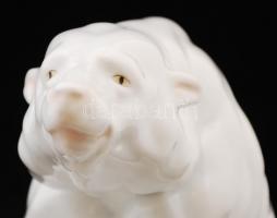 Herendi jegesmedve (Markup Béla), fehér mázas, jelzett, hibátlan, m: 19, h:21 cm