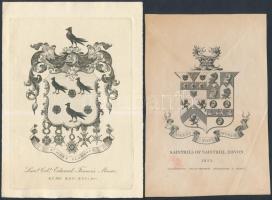 2 db metszet: Jelzés nélkül: Sainthill of Sainthill Devon címer, rézmetszet, 16×11 cm; Jelzés nélkül: Lieutenant Colonel Edward Francis Moore címer 1819, rézmetszet, papír, 15×11 cm