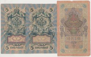 Orosz Birodalom 1898-1909. 1R-10R 6db bankjegy + Dél-Oroszország/Gyenyikin és Vrangel Hadserege 1920...