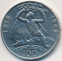 Csehszlovákia 1948. 100K Ag "Függetlenség" T:2 Czechoslovakia 1948. 100 Korun Ag "Independence" C:XF Krause KM#27