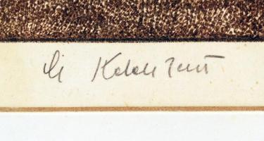 Keleti Jenő, ifj.(1943-): Boróka a parton. Színes rézkarc, papír, jelzett, üvegezett keretben, 21×30...