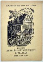 Kolozsvár THJ. Szab. Kir. Város. Erdélyi zene- és színművészeti kiállítás. 1941.nov.9-30. Fedőlapot Varga Mátyás metszette fába. Illusztrált kiadói papír kötésben.