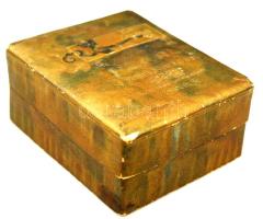 cca 1900 H. Keilhauser piperecikk üzlet szecessziós domboronyomású papír dobozka, selyem béléssel / Austria art nouveau box with silk inner 8x6 cm