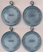 1958. "15 éves Önkéntes tűzoltói szolgálatért" fém kitüntetés szalag nélkül (4db) T:1,2