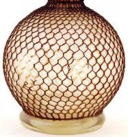 Antik ón fejű dróthálós szódás ballon, a dróthálókban hibákkal, m: 43 cm