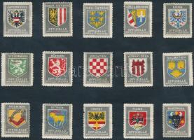 1916 Hadisegély levélzáró az ausztriai tartományok címereivel / Austrian coat of arms poster stamp