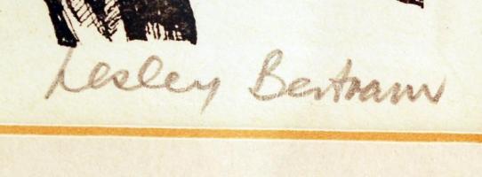 Lesley Bertram: Pegasus. Ofszet, papír, jelzett, üvegezett keretben, 8×10 cm