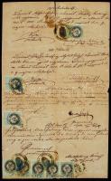 1878 Okmány 9 x 50kr okmánybélyeggel (egyik eltépve)