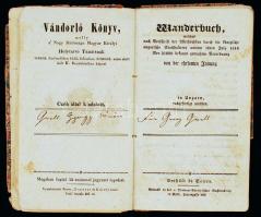 1849 Bonyhádi takács inas vándorkönyve, beleragasztott szignettás okmánnyal jó állapotban