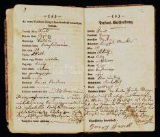 1849 Bonyhádi takács inas vándorkönyve, beleragasztott szignettás okmánnyal jó állapotban