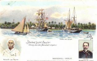 Jaluit, Landeshauptmann Dr. Irmer, Mataafa von Samoa / German colonial postcard, litho