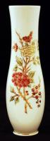 Zsolnay virágmintás porcelán váza, kézzel festett, hibátlan, jelzett, m: 26 cm