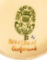 Zsolnay virágmintás porcelán váza, kézzel festett, hibátlan, jelzett, m: 26 cm