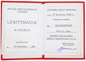 Lengyelország 1986. "Lengyelország Újjászületése Érdemrend Lovagkeresztje" aranyozott, zom...